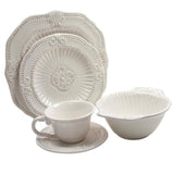 Baroque 20-Piece Formal White Earthenware Dinnerware Set (Service for 4)