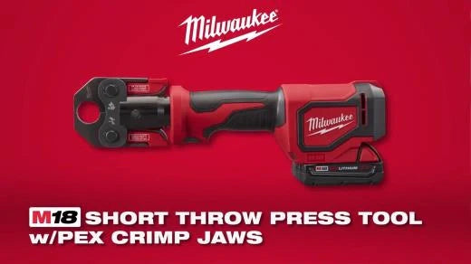 Milwaukee M18 18-Volt Cordless Short Throw Press Tool Kit w/ 3 PEX Crimp Jaws + Free M18 FUEL HACKZALL Saw Kit