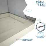 Base'N Bench 34 in. x 60 in. Single Threshold Shower Base and Bench Kit with Right Drain and Matte Black Grate - Super Arbor