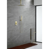 1-Spray Patterns with 2.38 GPM 12 in. Ceiling Mount Dual Shower Heads with Rough-In Valve Body and Trim in Brushed Gold - Super Arbor