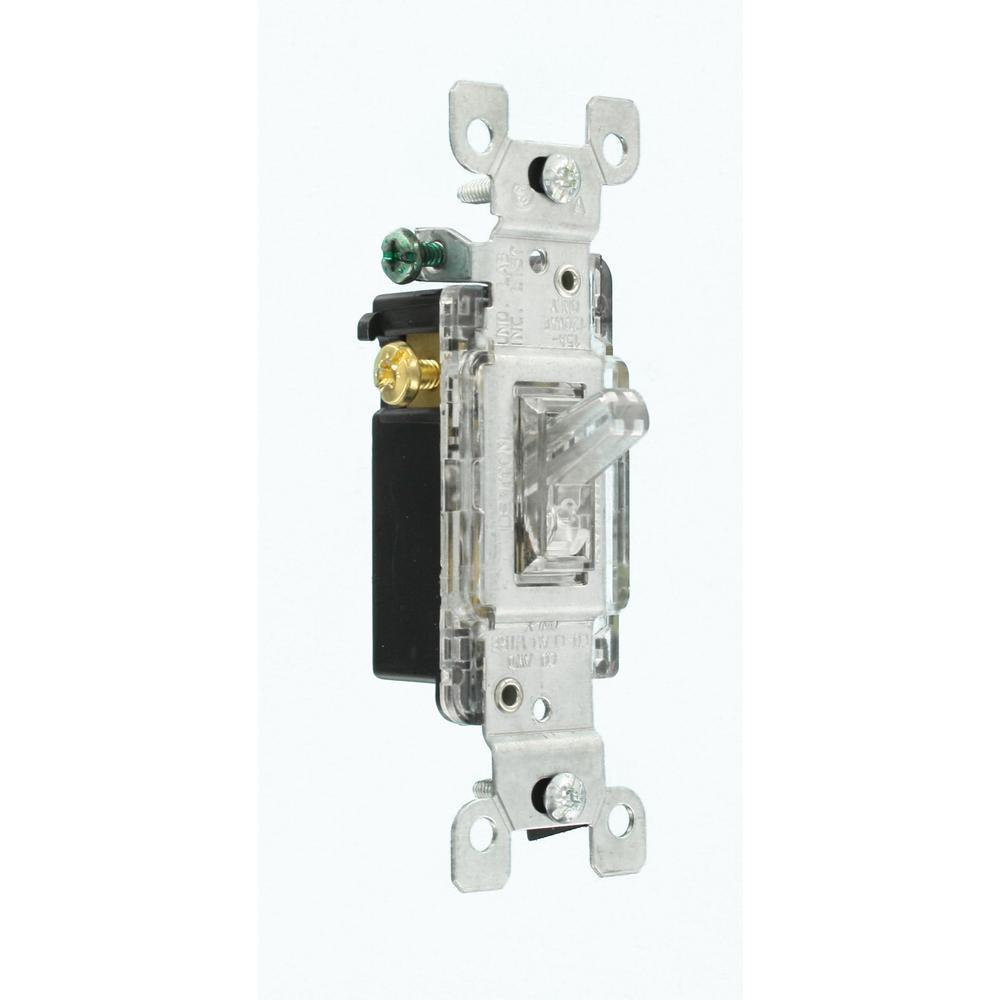 15 Amp 3-Way Toggle Light Switch, Clear - Super Arbor