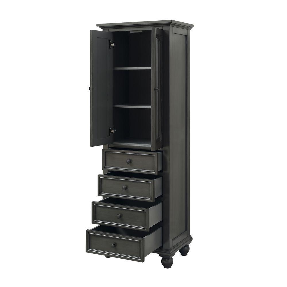 Thompson 24 in. W x 68 in. H x 16 in. D Bathroom Linen Storage Cabinet in Charcoal Glaze - Super Arbor