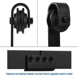 9 ft./108 in. Black Steel Sliding Barn Door Track and Hardware Kit for Double Doors with Floor Guide - Super Arbor