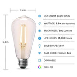 Feit Electric 60-Watt Equivalent ST19 Dimmable LED Clear Glass Vintage Edison Light Bulb With Straight Filament Bright White (4-Pack)