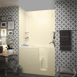 Rampart 4.5 ft. Walk-in Non-Whirlpool Bathtub with Easy Up Adhesive Wall Surround in Biscuit - Super Arbor