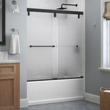 Everly 60 in. x 59-1/4 in. Mod Semi-Frameless Sliding Bathtub Door in Bronze and 1/4 in. (6mm) Clear Glass - Super Arbor