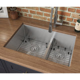 28 in. Low-Divide Double Bowl 60/40 Undermount Tight Radius 16-Gauge Stainless Steel Kitchen Sink - Super Arbor