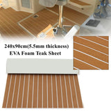 1Pcs 95'' x 35'' Marine Boat Sheet Teak Decking Boat Flooring Mats Yacht Flooring EVA Foam Floor Sheet Non-Skid Self-Adhesive Sea Deck , 5.5mm Thickness
