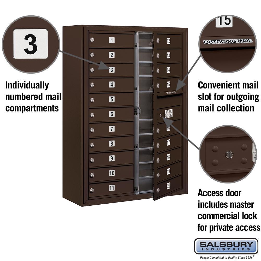 3800 Horizontal Series 20-Compartment Surface Mount Mailbox - Super Arbor