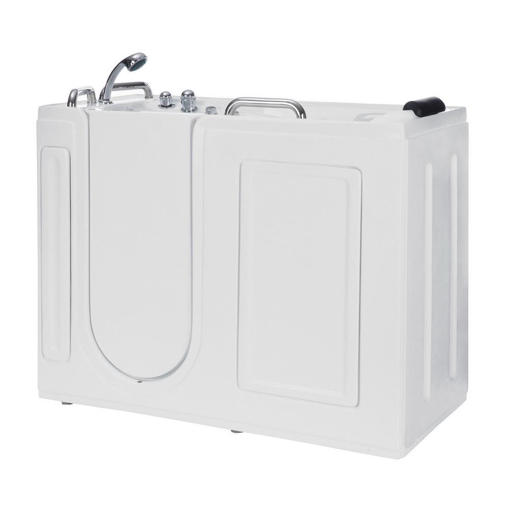 53 in. Left Drain Quick Fill Walk-In Whirlpool Bath Tub with Left Side Door in White - Super Arbor