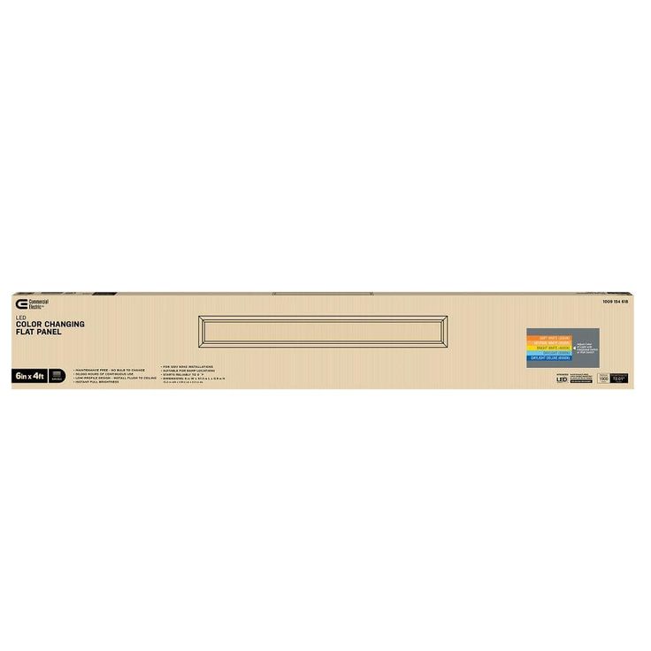 Commercial Electric 6 in. x 4 ft. 1900 Lumens Dimmable White Integrated LED Flat Panel Ceiling Flush Mount Fixture with Color Change 5CCT