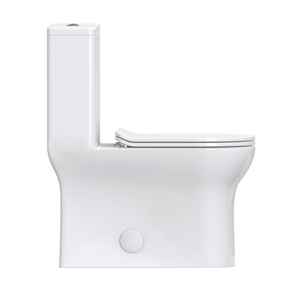 Burdon 1-Piece 0.8/1.28 GPF Dual Flush Square Toilet in White, Seat Included - Super Arbor