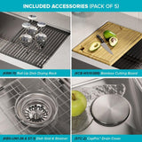 Kore Workstation Farmhouse/Apron-Front Stainless Steel 36 in. Single Bowl Kitchen Sink