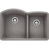 DIAMOND Undermount Granite Composite 32 in. 60/40 Double Bowl Kitchen Sink in Anthracite - Super Arbor