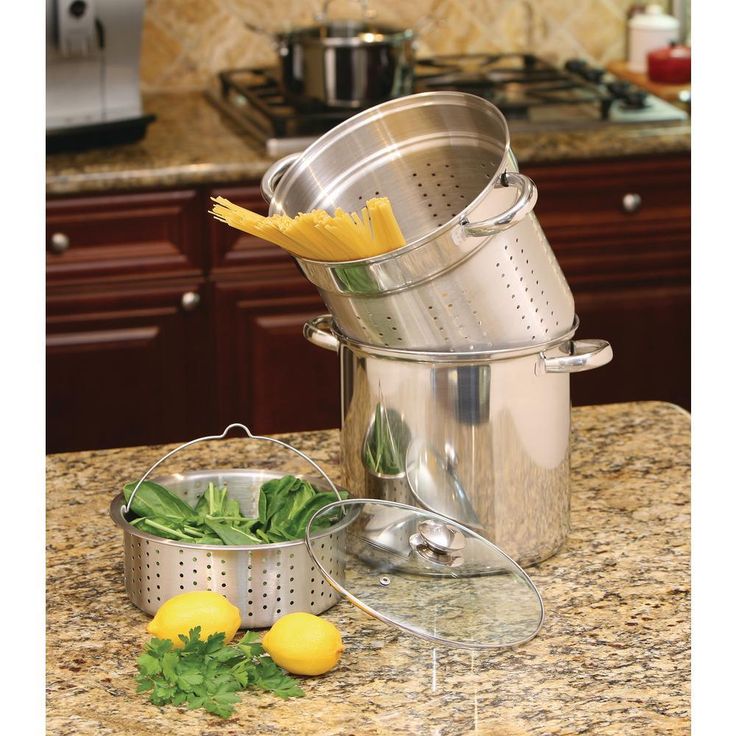 4-Piece 12 Qt. Professional 18/10 Stainless Steel Multi-Cooker with Lid