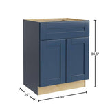 Home Decorators Collection Washington Vessel Blue Plywood Shaker Assembled Vanity Sink Base Kitchen Cabinet Sft Cls 30 in W x 24 in D x 34.5 in H