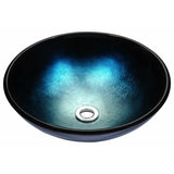 ANZZI Tara Deco-Glass Vessel Sink in Deep Sea, 16.5 x 16.5 x 5.7 in