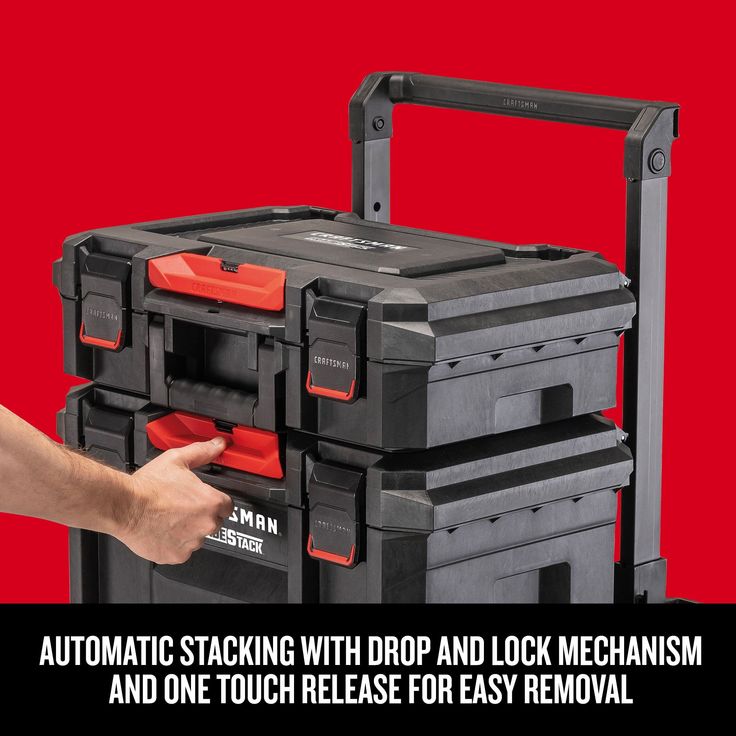 CRAFTSMAN TRADESTACK System 22-in Black Plastic Wheels Lockable Tool Box