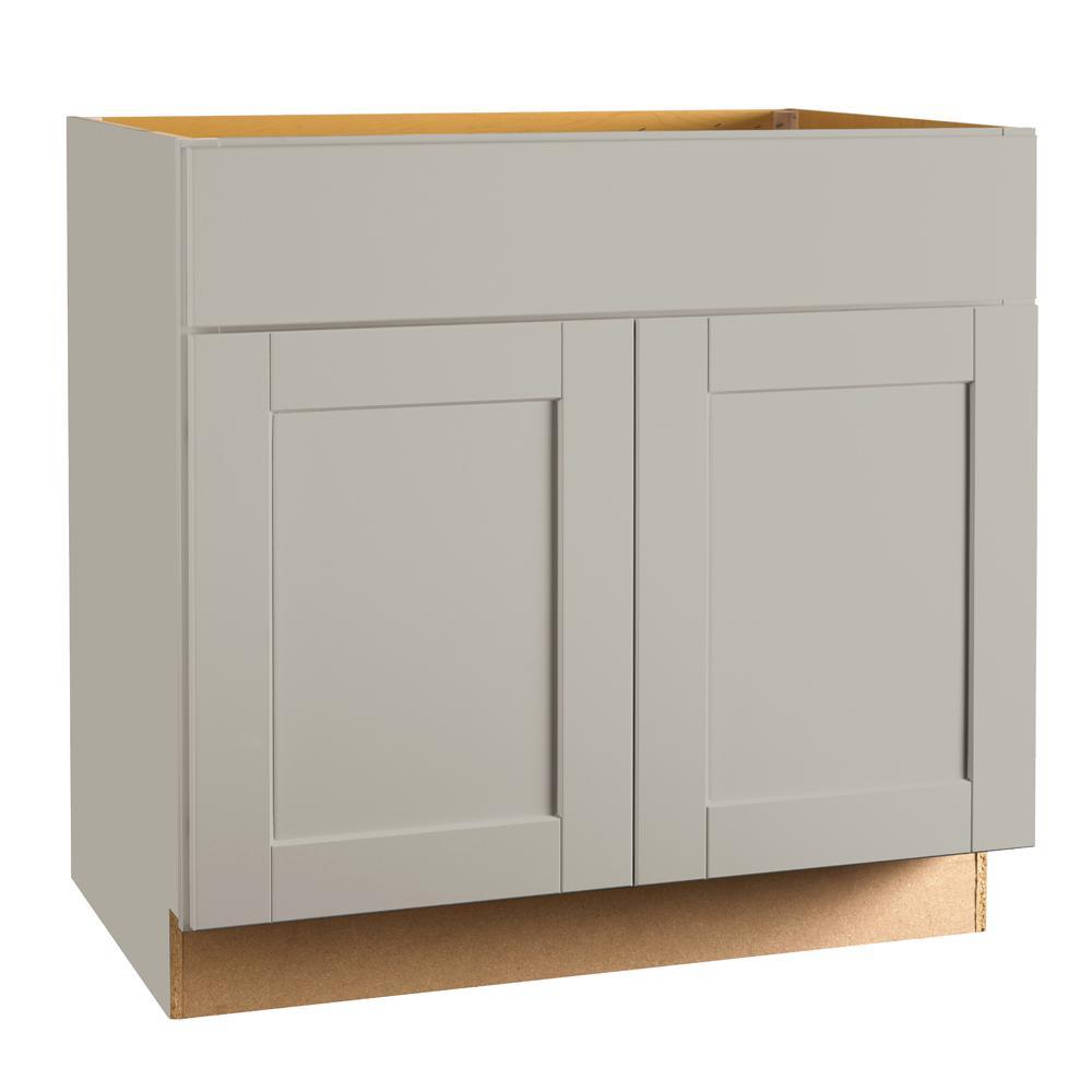 Shaker Assembled 36x34.5x24 in. Sink Base Kitchen Cabinet in Satin White