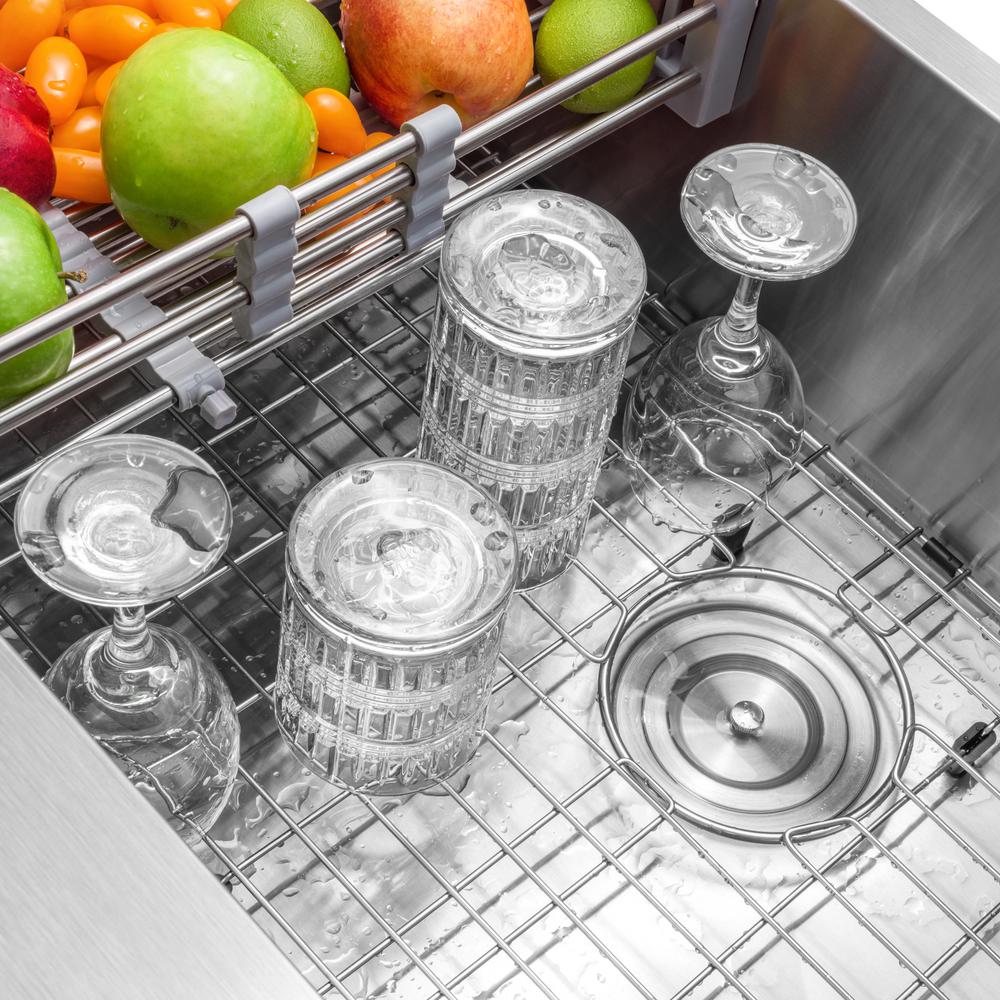 Handcrafted All-in-One Farmhouse Apron Front Stainless Steel 33 in. x 20 in. x 9 in. Single Bowl Kitchen Sink - Super Arbor