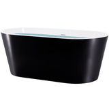 59 in. Fiberglass Double Ended Flatbottom Non-Whirlpool Bathtub in Glossy Black - Super Arbor