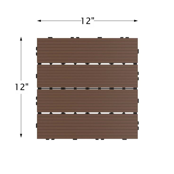 Pure Garden 12 in. x 12 in. Brown Outdoor Interlocking Slat Polypropylene Patio and Deck Tile Flooring (Set of 6)