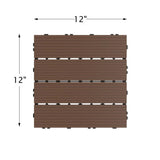 Pure Garden 12 in. x 12 in. Brown Outdoor Interlocking Slat Polypropylene Patio and Deck Tile Flooring (Set of 6)