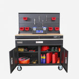 46 in. 1-Drawer Tool Chest Cabinet, Mobile Workbench Station with Pegboard in Black - Super Arbor