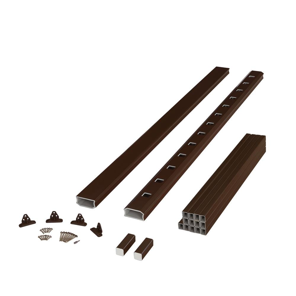 Fiberon BRIO 42 in. x 72 in. (Actual: 42 in. x 70 in.) Brown PVC Composite Line Railing Kit w/Square Composite Balusters