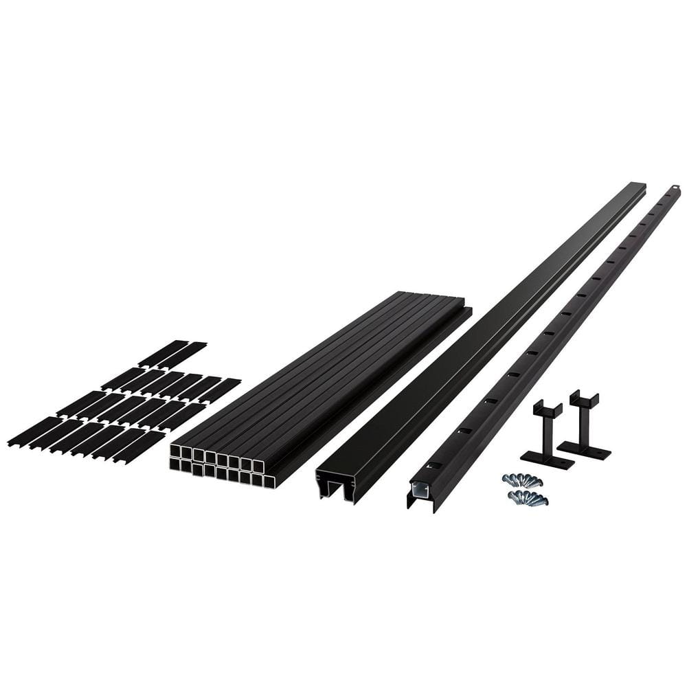 Fiberon Cityside Black Contemporary Aluminum 36 in. H x 96 in. W (Actual Size: 36 in. x 94 in.) Stair Rail Kit