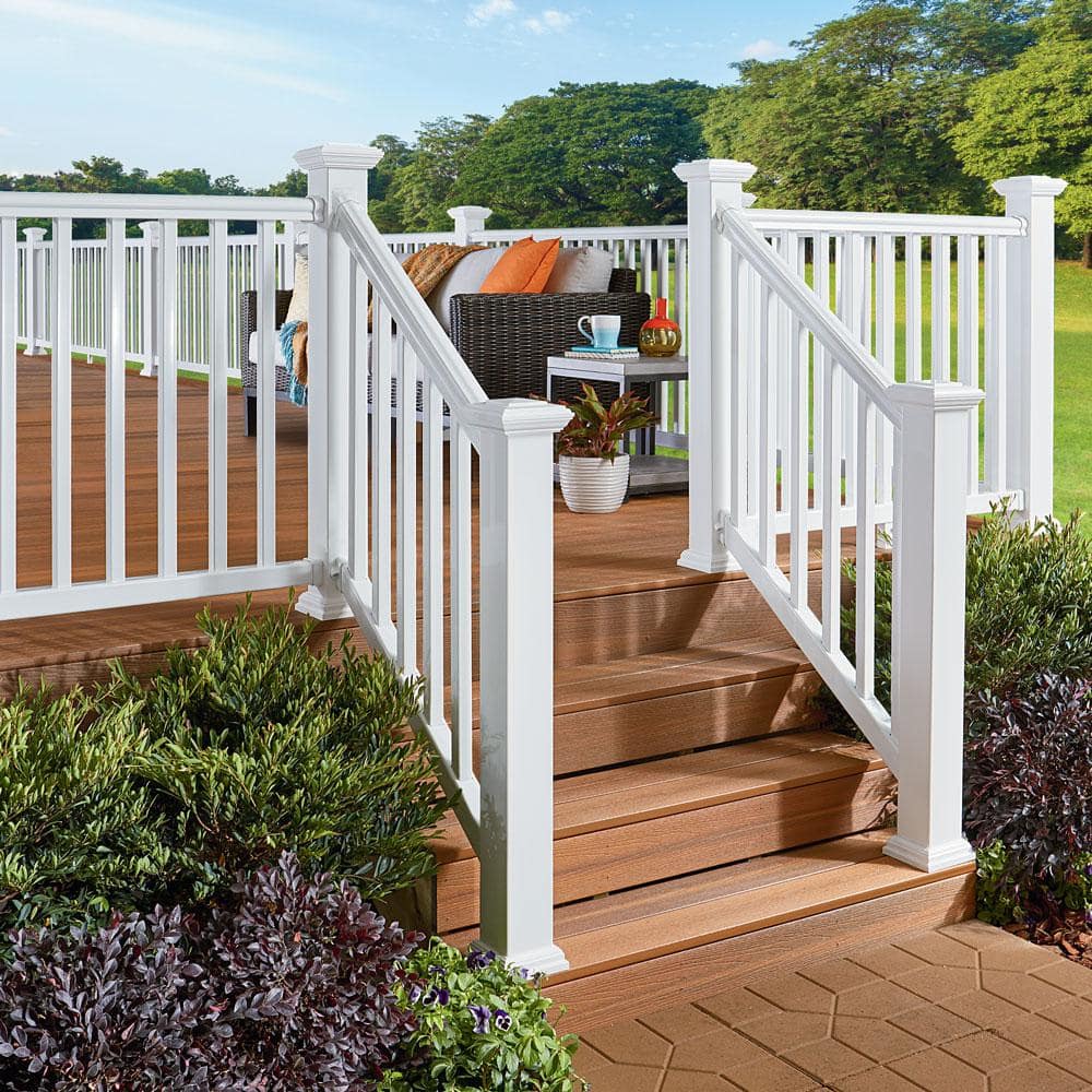 Fiberon 36 in. x 3 in. ArmorGuard Deluxe White Composite Stair Railing Kit