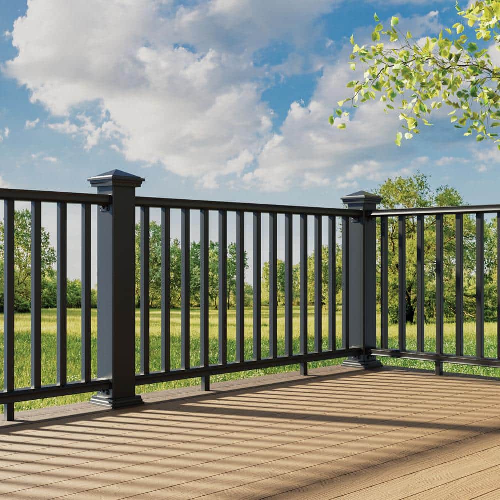 Fiberon BRIO 36 in. x 72 in. (Actual: 36 in. x 70 in.) Black PVC Composite Stair Railing Kit with Square Composite Balusters