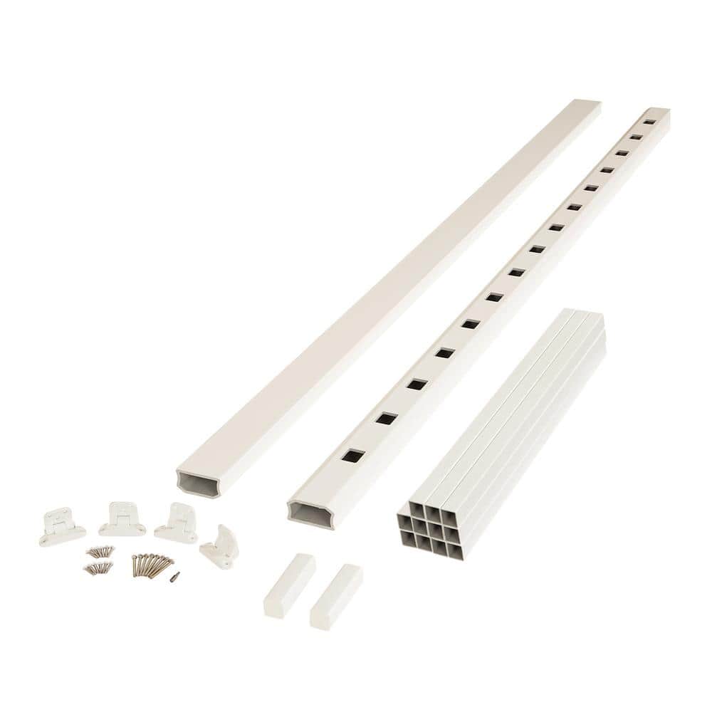 Fiberon BRIO 42 in. x 96 in. (Actual: 42 in. x 94 in.) White PVC Composite Stair Railing Kit w/Square Composite Balusters