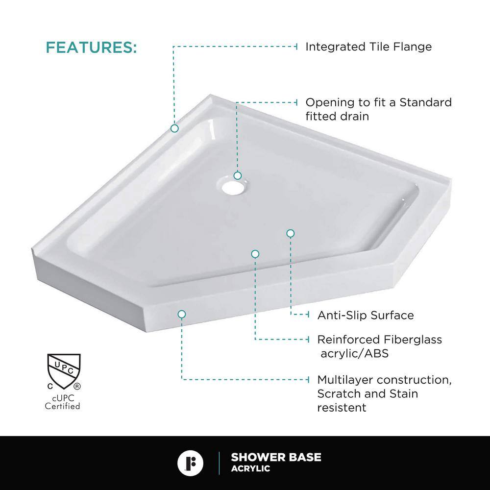 Fine Fixtures 40 in. W x 40 in. D x 74 in. H Neo Angle Pivot Frameless Corner Shower Enclosure in Polished Chrome Finish