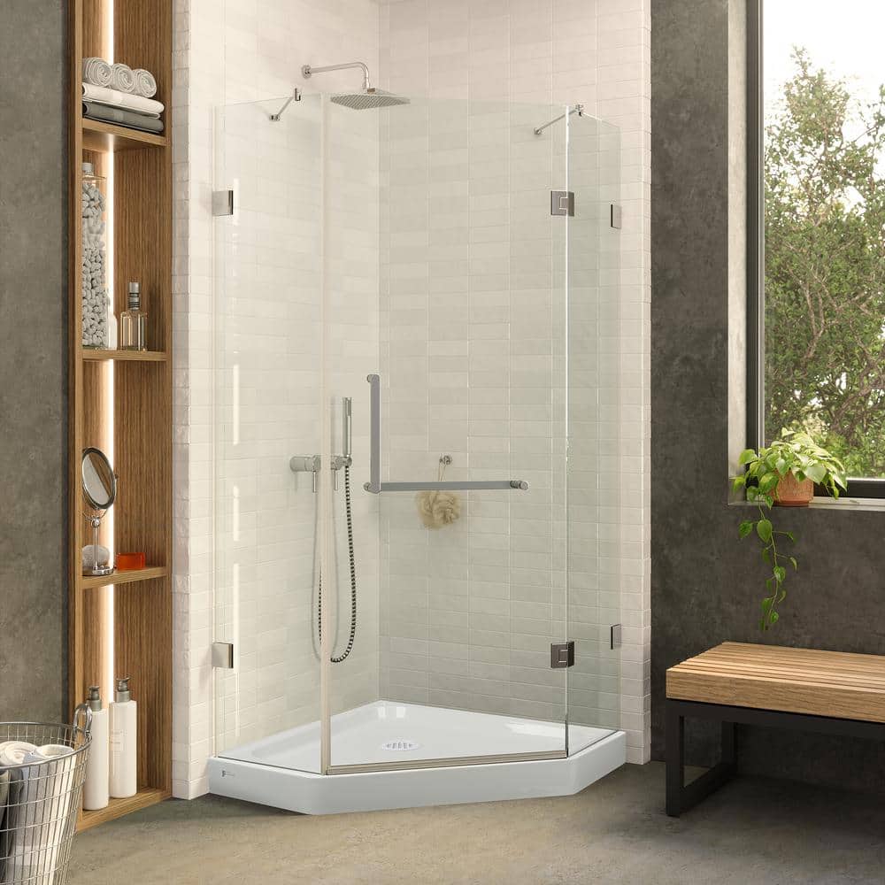 Fine Fixtures 40 in. W x 40 in. D x 74 in. H Neo Angle Pivot Frameless Corner Shower Enclosure in Polished Chrome Finish