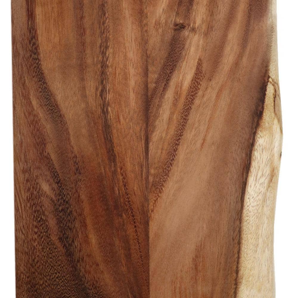 HARDWOOD REFLECTIONS 5 ft. L x 12 in. D Finished Saman Solid Wood Butcher Block Bar Countertop with Live Edge