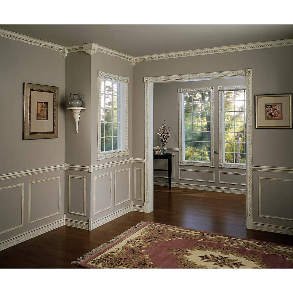 HOUSE OF FARA 9/16 in. x 3-1/4 in. x 96 in. Prefinished White Poplar Wood Finger-Joined Crown Moulding