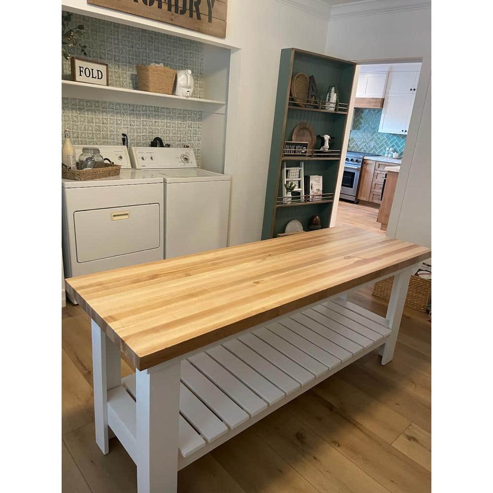 Swaner Hardwood 8 ft. L x 25 in. D x 1.5 in. T Finished Maple Solid Wood Butcher Block Countertop With Square Edge