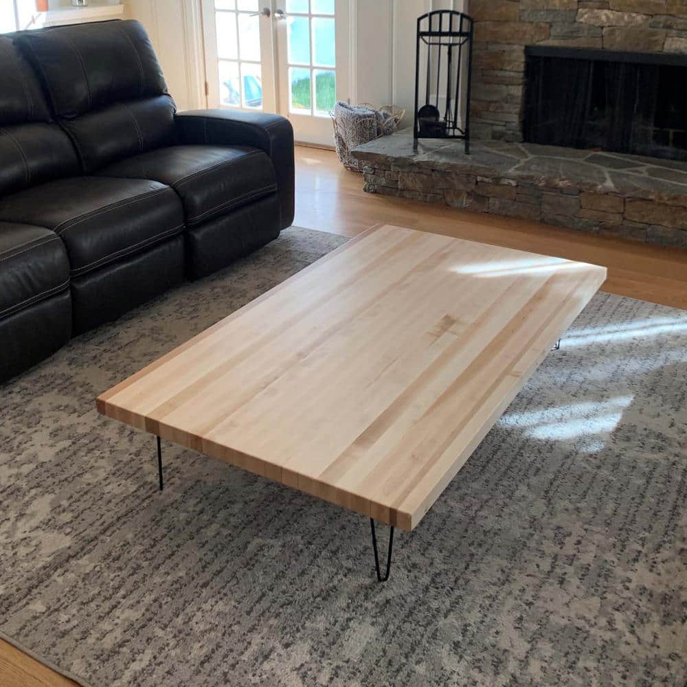Swaner Hardwood 8 ft. L x 36 in. D x 1.5 in. T Finished Maple Solid Wood Butcher Block Island Countertop With Square Edge