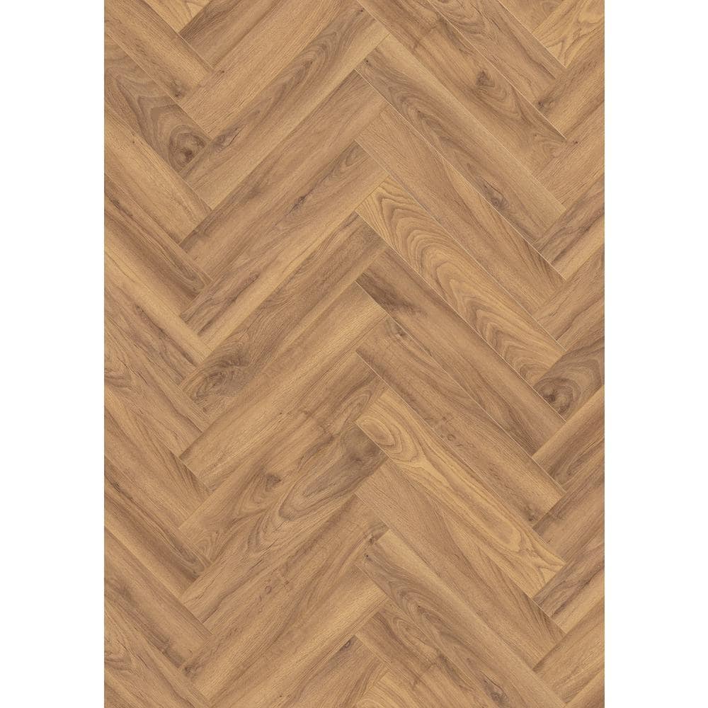 Krono Original Firebrand Oak Herringbone 8mm T x 4.96 in. W Water Resistant Laminate Wood Flooring (9.40 sq. ft./Case)