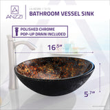 ANZZI Alto Series Round Vessel Sink, Molten Gold, 16.5 in. x 5.7 in., with Pop-Up Drain