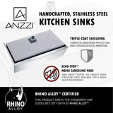 ANZZI Elysian 32.875-in x 20.75-in Satin Stainless Steel Single Bowl Farmhouse/Apron-Front Kitchen Sink All-in-One Kit with Pot Filler Faucet