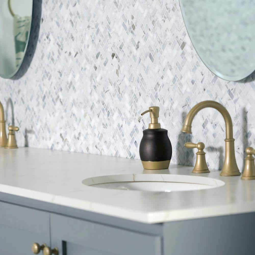 Daltile Stone Decor Fog 11 in. x 12 in. x 10 mm Marble Mosaic Floor and Wall Tile (0.83 sq. ft. per piece)