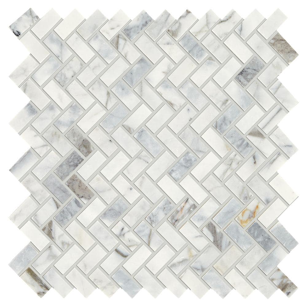 Daltile Stone Decor Fog 11 in. x 12 in. x 10 mm Marble Mosaic Floor and Wall Tile (0.83 sq. ft. per piece)