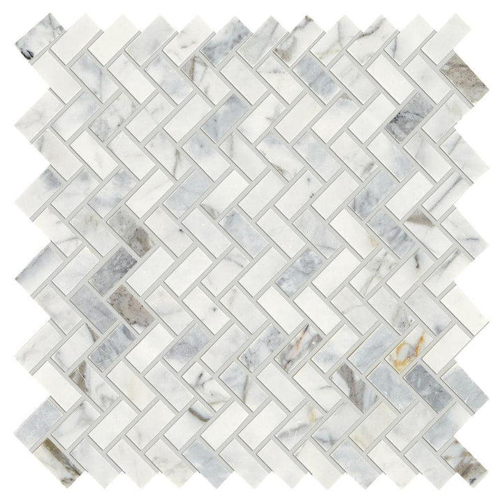 Daltile Stone Decor Fog 11 in. x 12 in. x 10 mm Marble Mosaic Floor and Wall Tile (0.83 sq. ft. per piece)