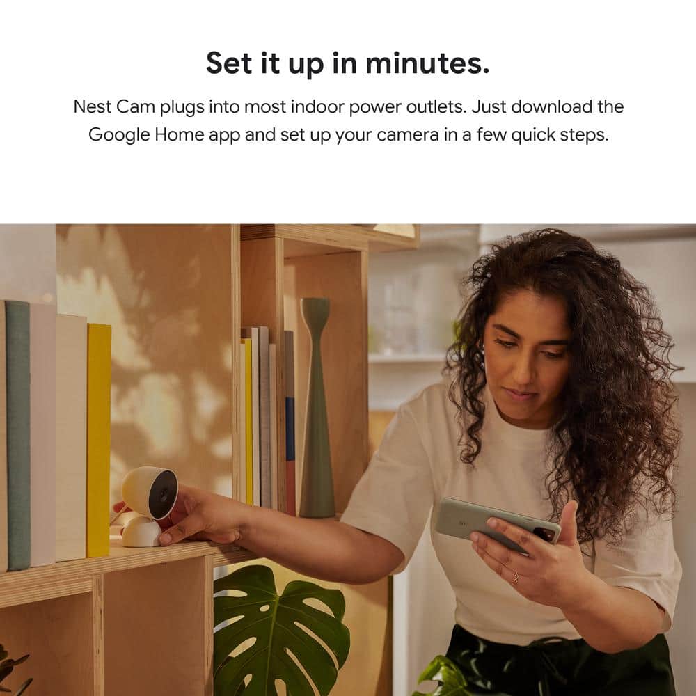 Google Nest Cam - Indoor Wired Smart Home Security Camera - Fog