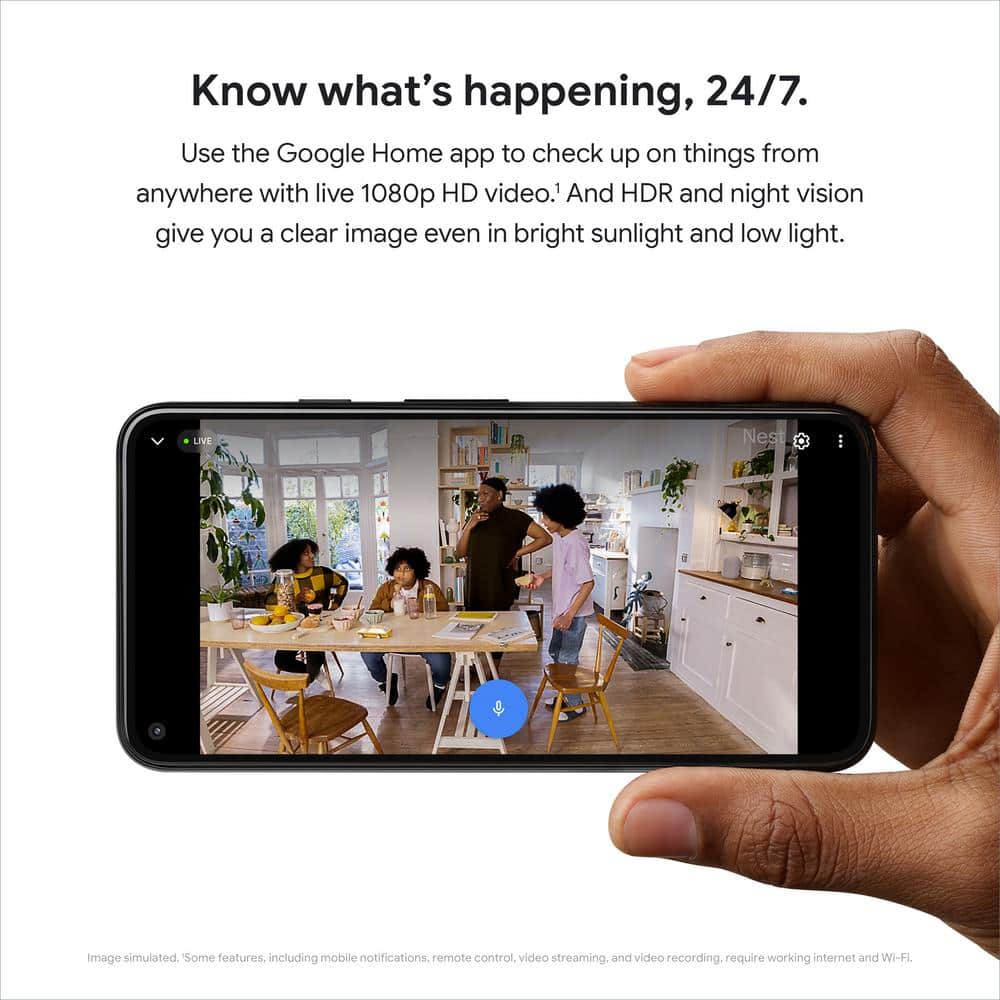Google Nest Cam - Indoor Wired Smart Home Security Camera - Fog
