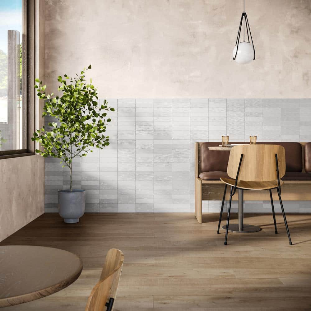 Amagansett Fog 2 in. x 8 in. 9 mm Satin Ceramic Wall Tile (5.38 sq. ft. / box)