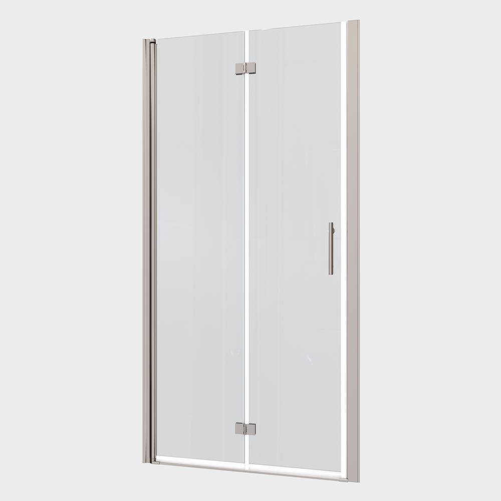 FORCLOVER 34 in. W to 35-3/8 in. W x 72 in. H Bi-Fold Frameless Shower Door in Chrome with Clear Glass