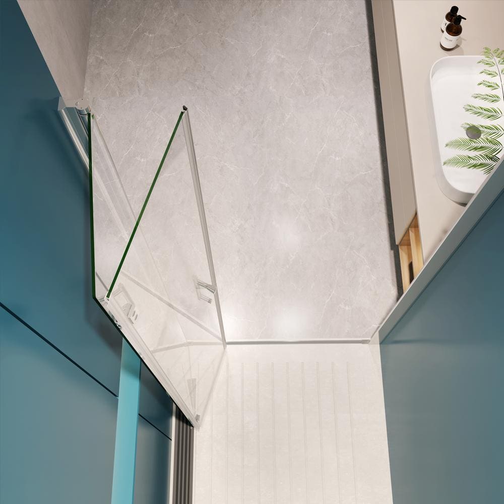FORCLOVER 34 in. W to 35-3/8 in. W x 72 in. H Bi-Fold Frameless Shower Door in Chrome with Clear Glass